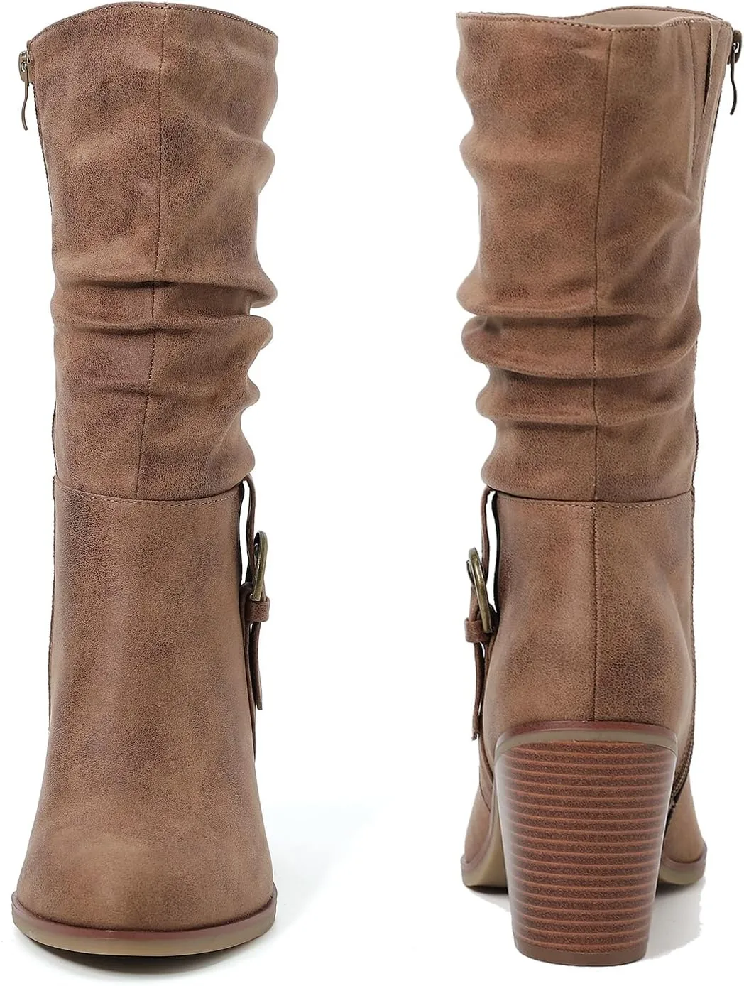 Luoika Women's Wide Width Cowboy Cowgirl Boots - Wide Calf Pointed Toe Pump Heel Women's Western Boots.