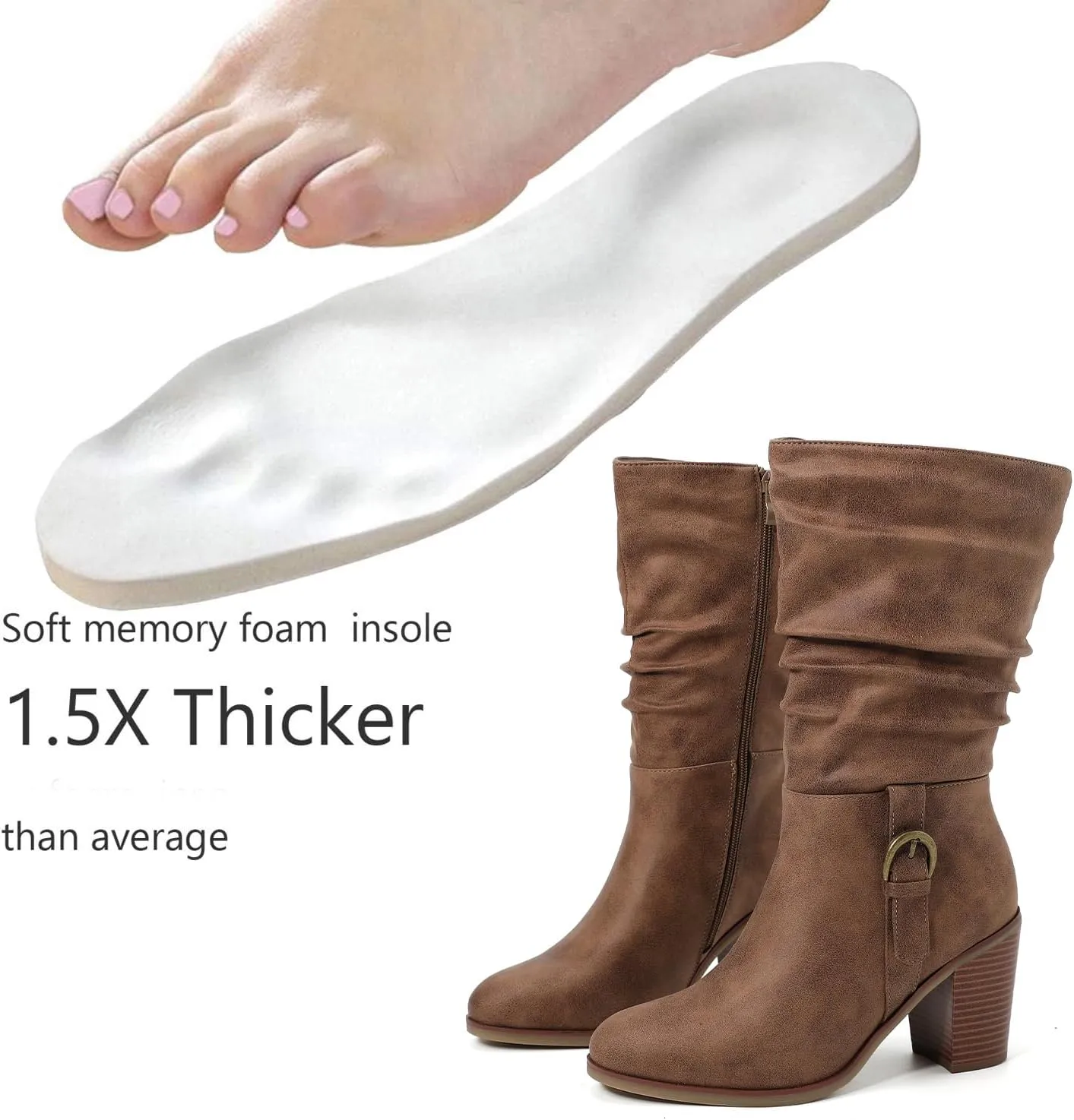 Luoika Women's Wide Width Cowboy Cowgirl Boots - Wide Calf Pointed Toe Pump Heel Women's Western Boots.