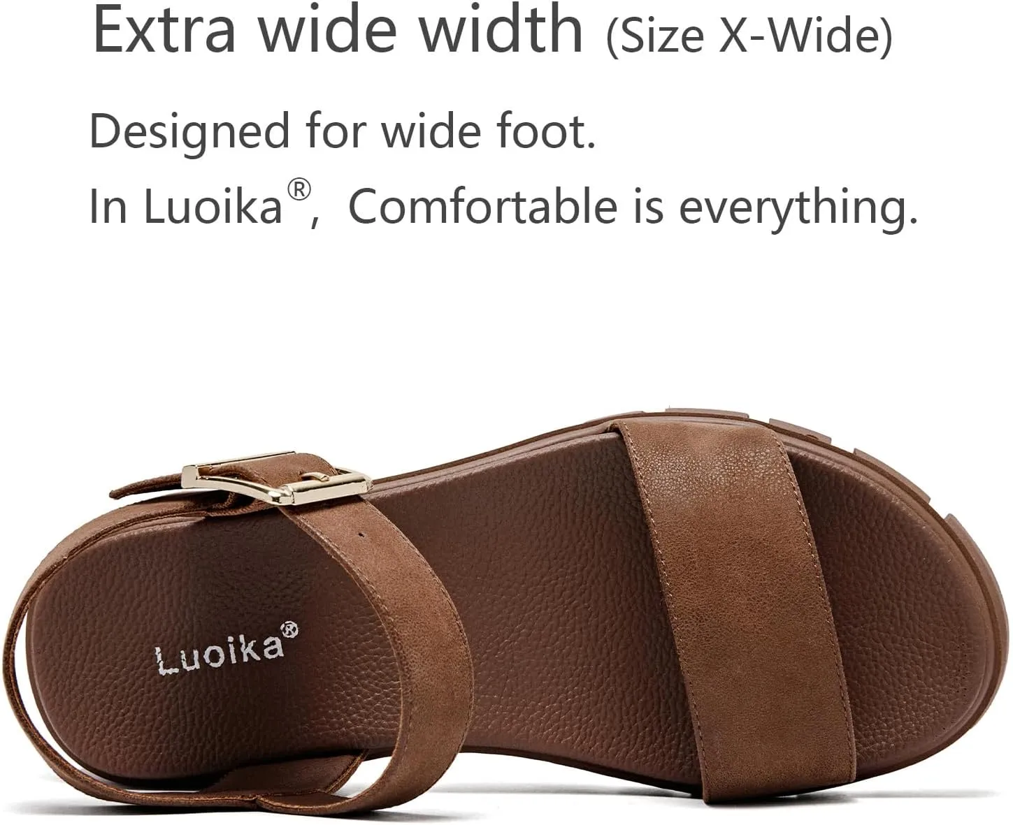 Luoika Women's Wide Width Pump Heel Sandals, Fashion Plateform Block Heel Open Toe Sandal with Adjustable Ankle Strap Women's Casual Summer Shoes.
