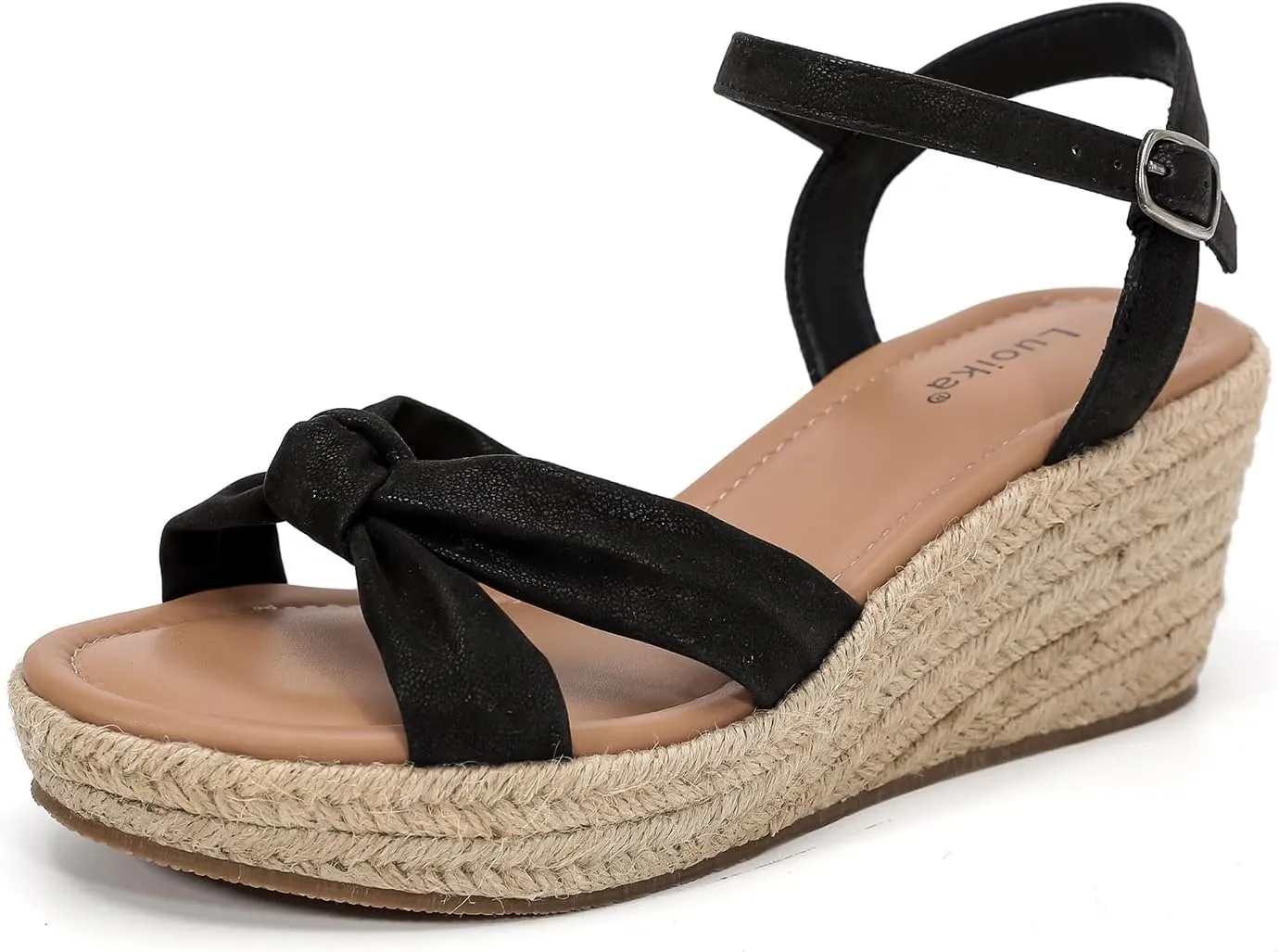 Luoika Women's Wide Width Wedge Sandals, Ankle Strap Open Toe Platform Espadrille Wedge Pump Heel Women's Sandals Concise Casual Summer Shoes.