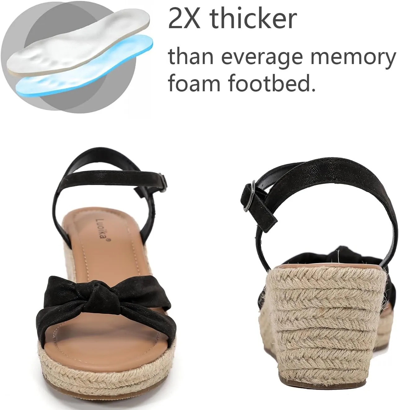 Luoika Women's Wide Width Wedge Sandals, Ankle Strap Open Toe Platform Espadrille Wedge Pump Heel Women's Sandals Concise Casual Summer Shoes.