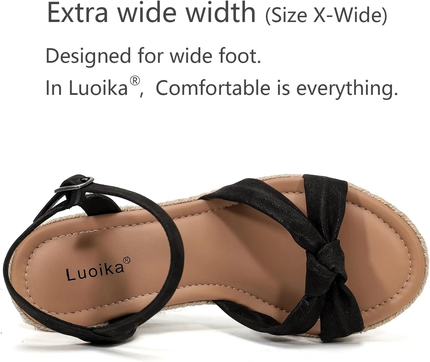 Luoika Women's Wide Width Wedge Sandals, Ankle Strap Open Toe Platform Espadrille Wedge Pump Heel Women's Sandals Concise Casual Summer Shoes.