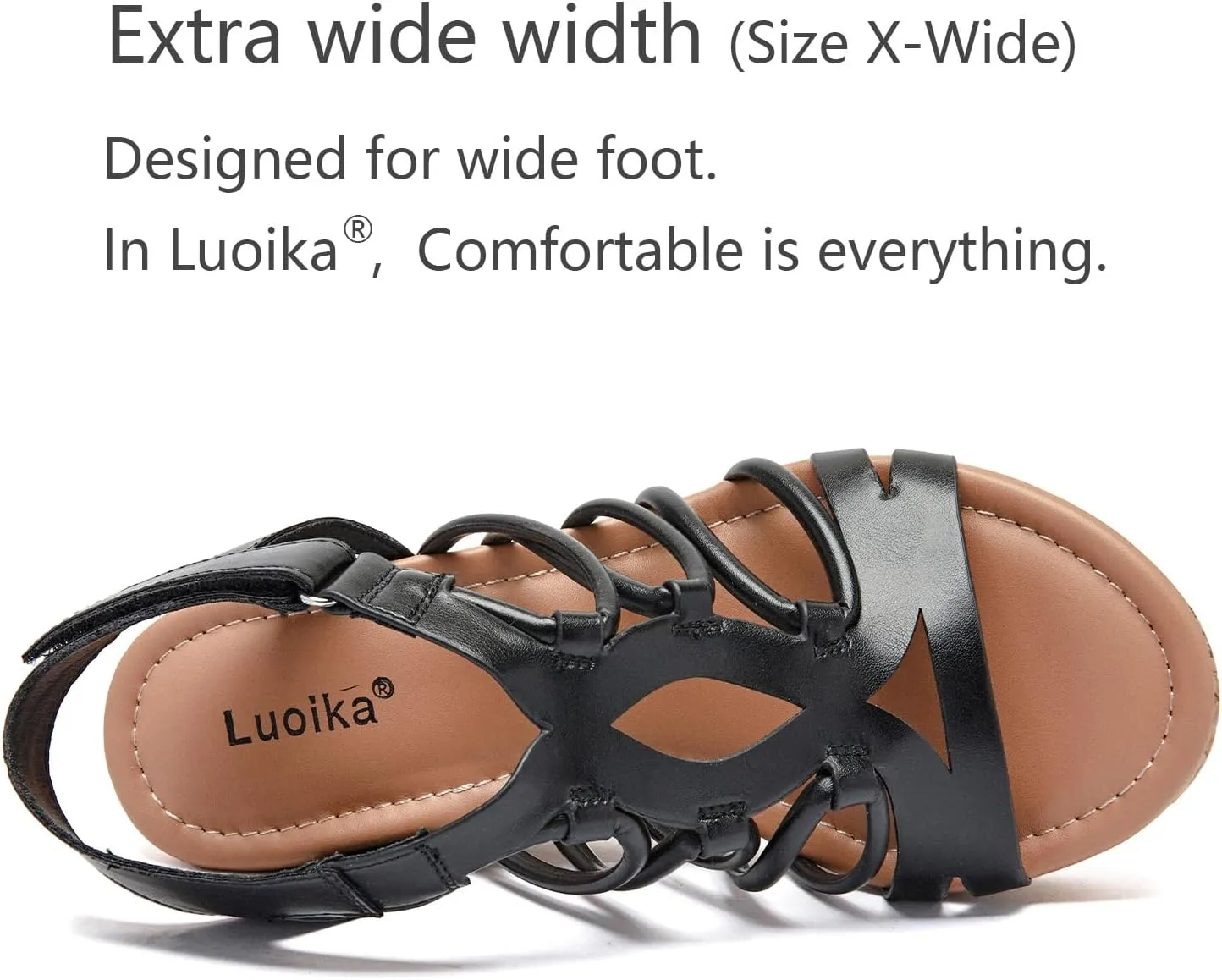 Luoika Women's Wide Width Wedge Sandals, Ankle Strap Open Toe Platform Wedge Pump Heel Women's Sandals Concise Casual Summer Shoes.