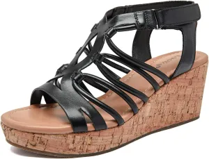 Luoika Women's Wide Width Wedge Sandals, Ankle Strap Open Toe Platform Wedge Pump Heel Women's Sandals Concise Casual Summer Shoes.
