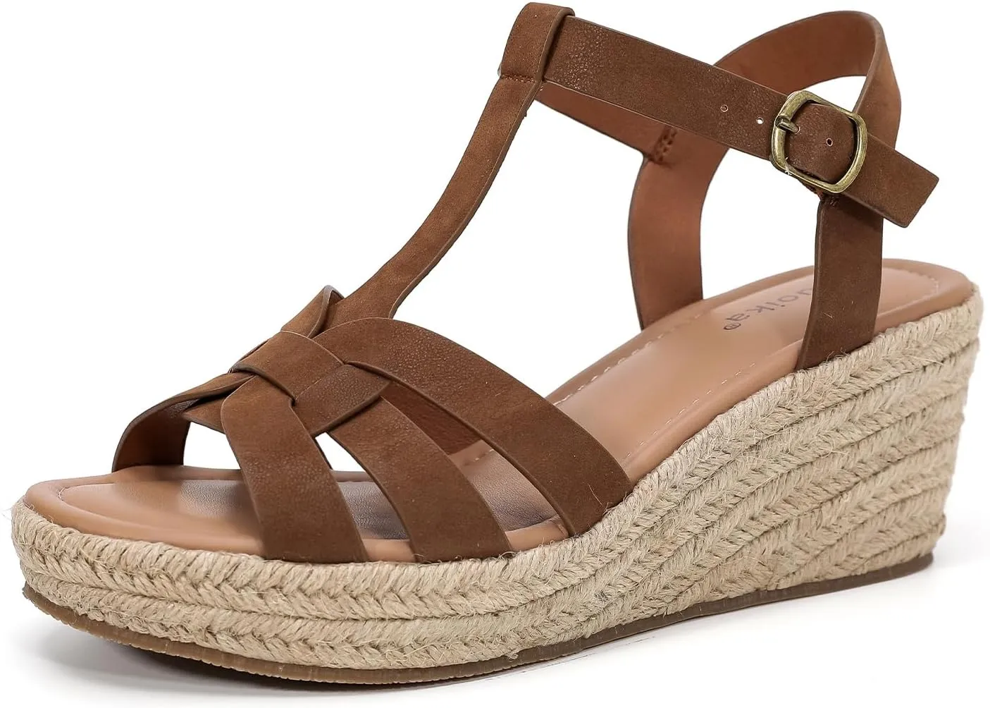Luoika Women's Wide Width Wedge Sandals, Platform Ankle Strap Open Toe Espadrille Wedge Pump Heel Women's Sandals Concise Casual Summer Shoes.