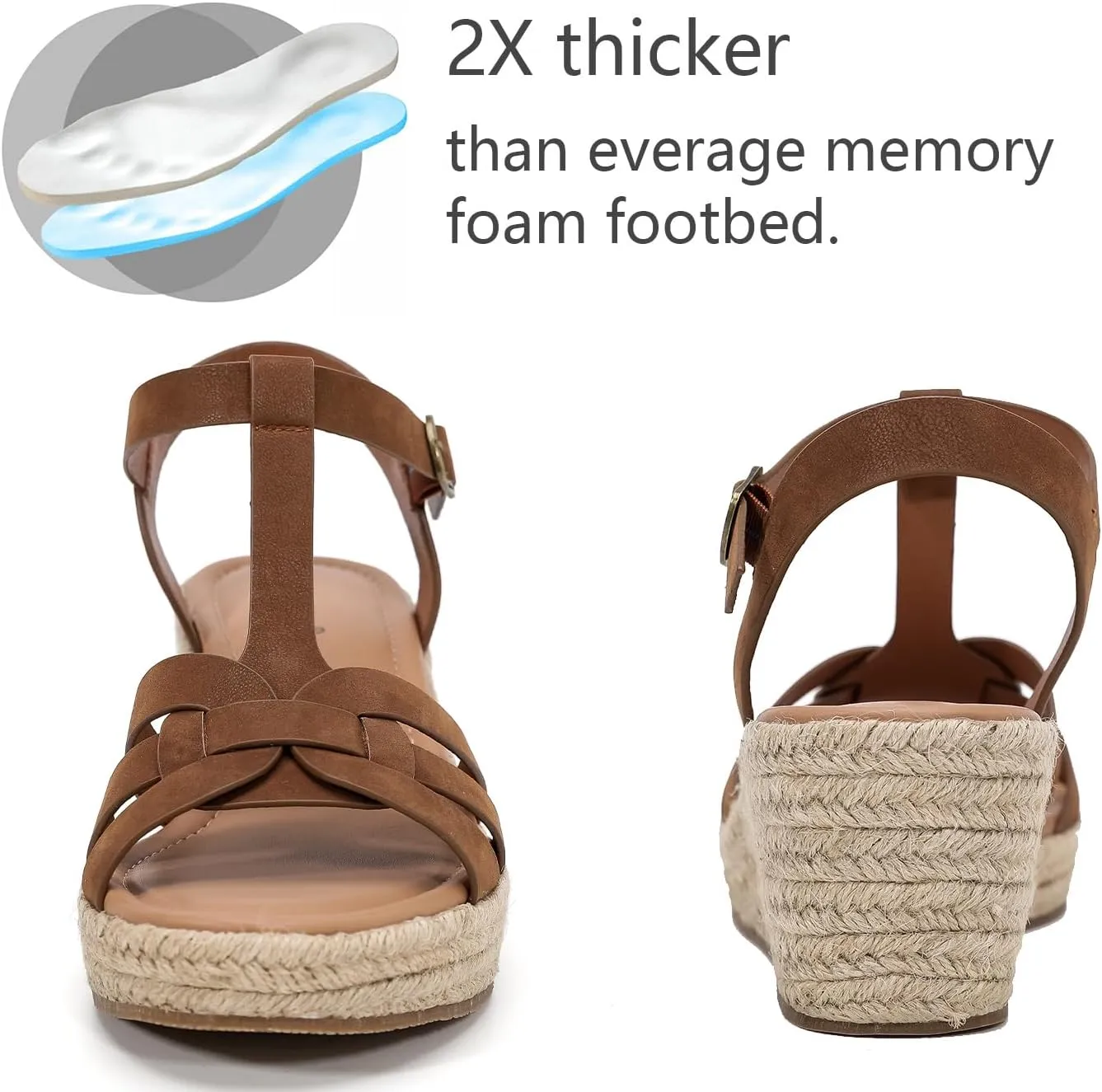 Luoika Women's Wide Width Wedge Sandals, Platform Ankle Strap Open Toe Espadrille Wedge Pump Heel Women's Sandals Concise Casual Summer Shoes.