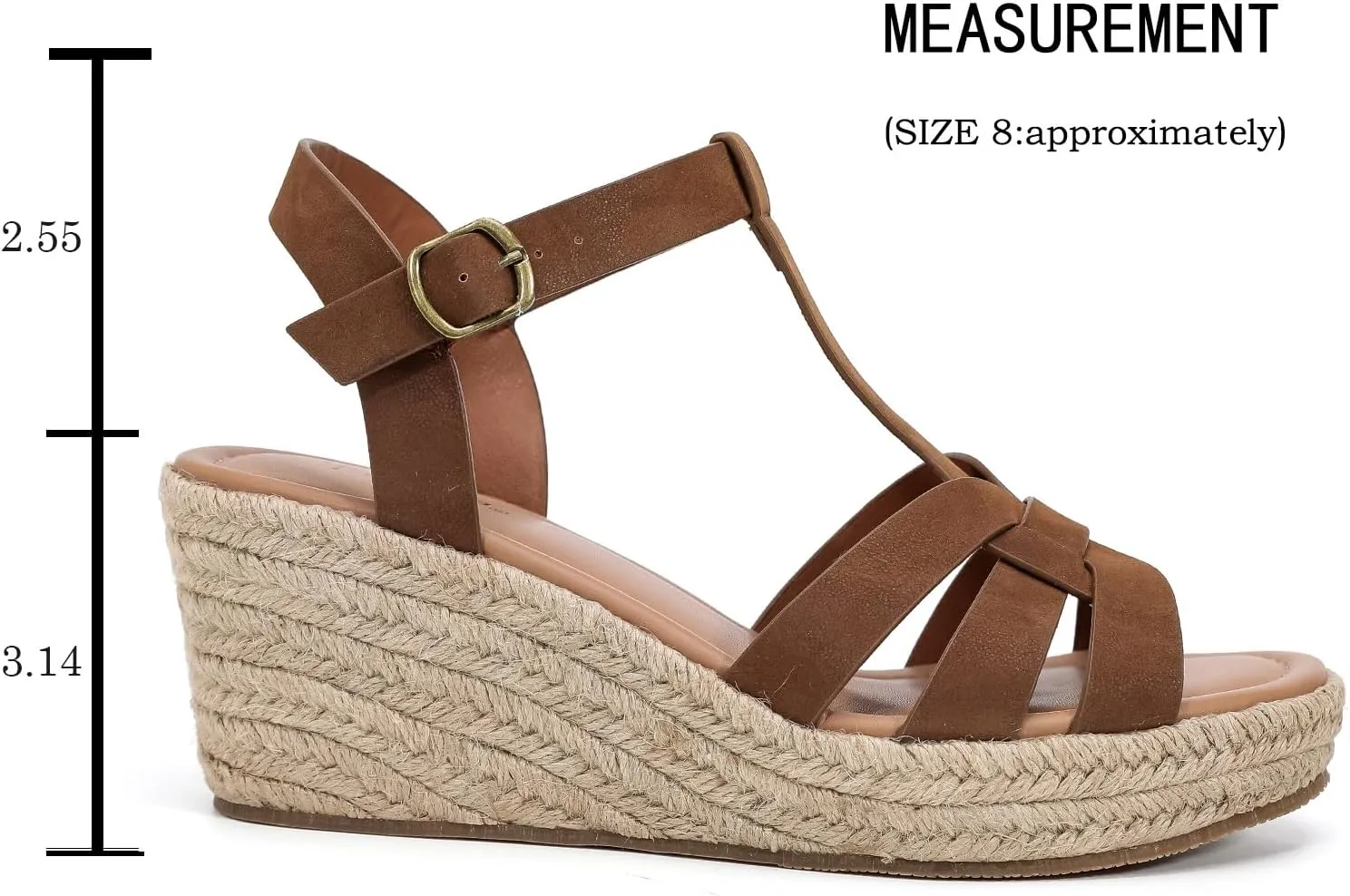 Luoika Women's Wide Width Wedge Sandals, Platform Ankle Strap Open Toe Espadrille Wedge Pump Heel Women's Sandals Concise Casual Summer Shoes.