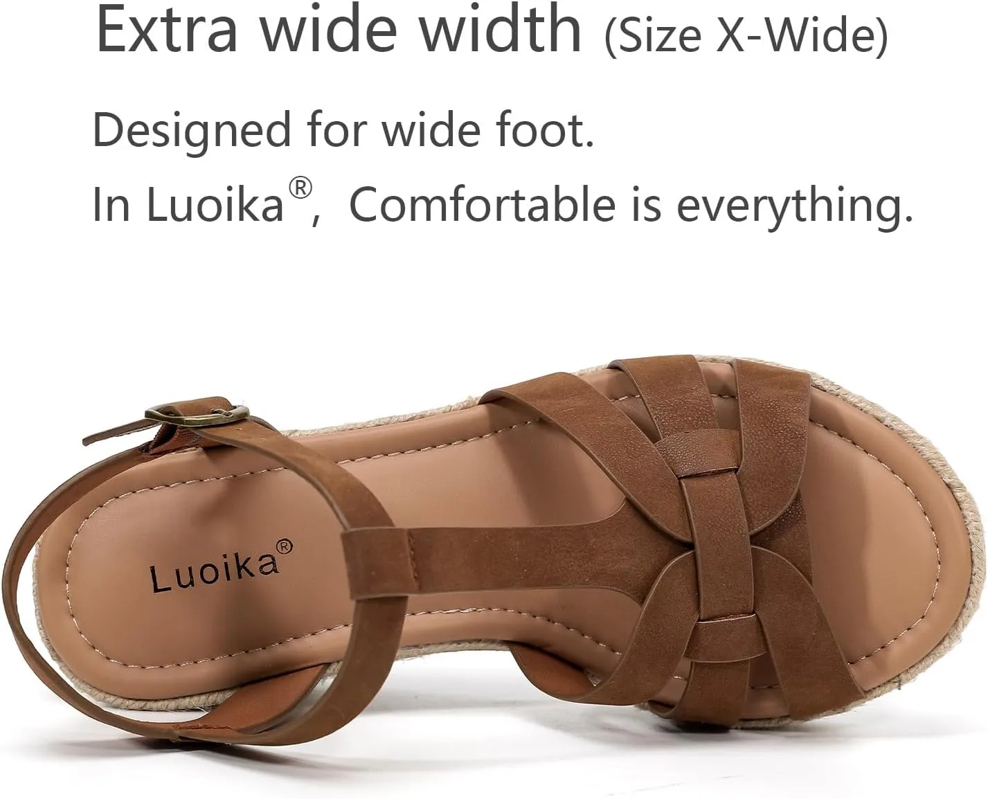 Luoika Women's Wide Width Wedge Sandals, Platform Ankle Strap Open Toe Espadrille Wedge Pump Heel Women's Sandals Concise Casual Summer Shoes.