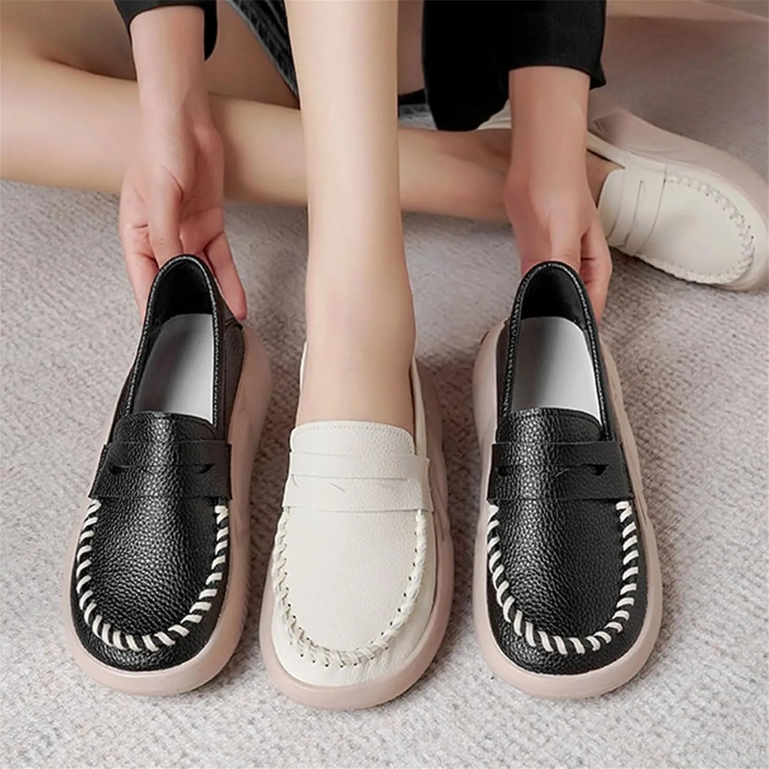 Lurebest Shoes for Women, Lurebest Shoes, Lurebest Orthopedic Walking Shoes, Soft Soled Pure Cowhide Corrective Lofers