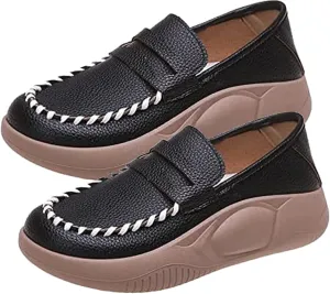 Lurebest Shoes for Women,Soft Soled Pure Cowhide Corrective Loafers for Women,Women's Thick Soled Platform Sports Shoes