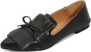 Lutalica W Women's Fashion Pointed Toe Tassel Slip On Loafer Flats Casual Backless Bowknot Ballet Flats Shoes