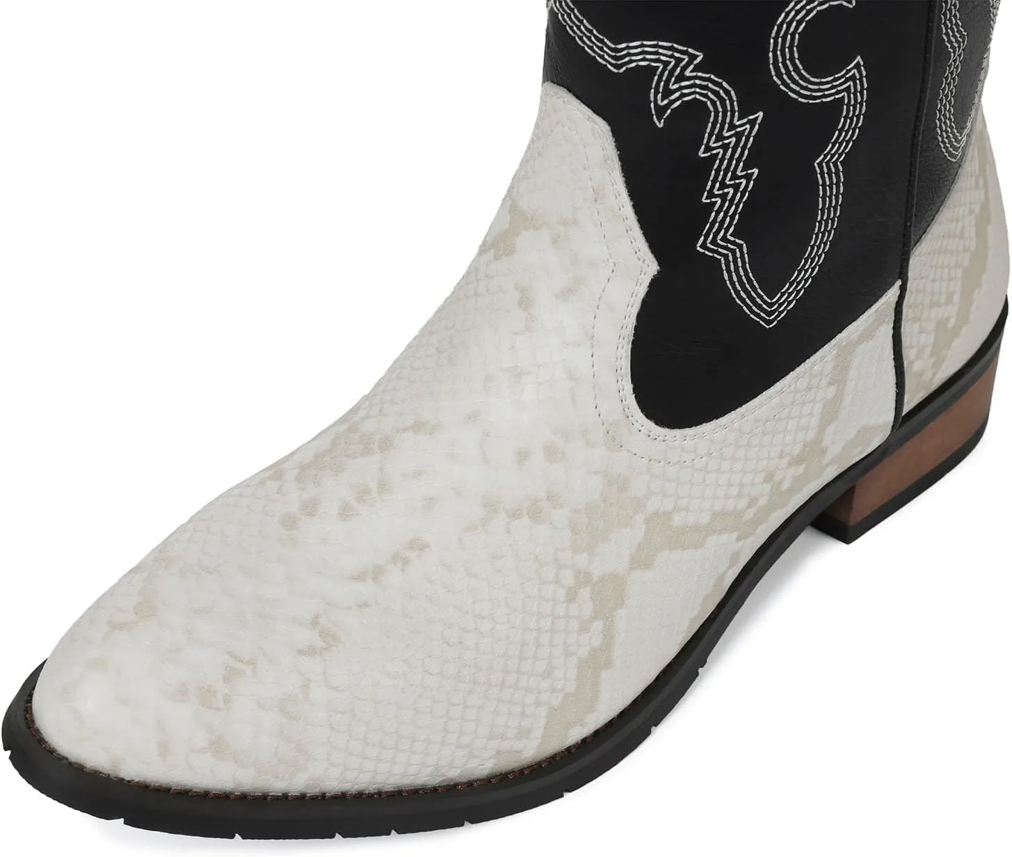 Lyrisiphy Cowboy Boots for Men Square Toe Embroideried Western Boots Traditional Country Boots Durable Work Boots