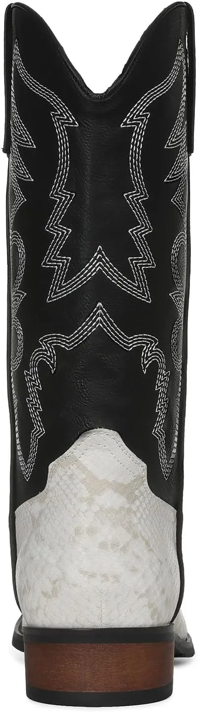 Lyrisiphy Cowboy Boots for Men Square Toe Embroideried Western Boots Traditional Country Boots Durable Work Boots