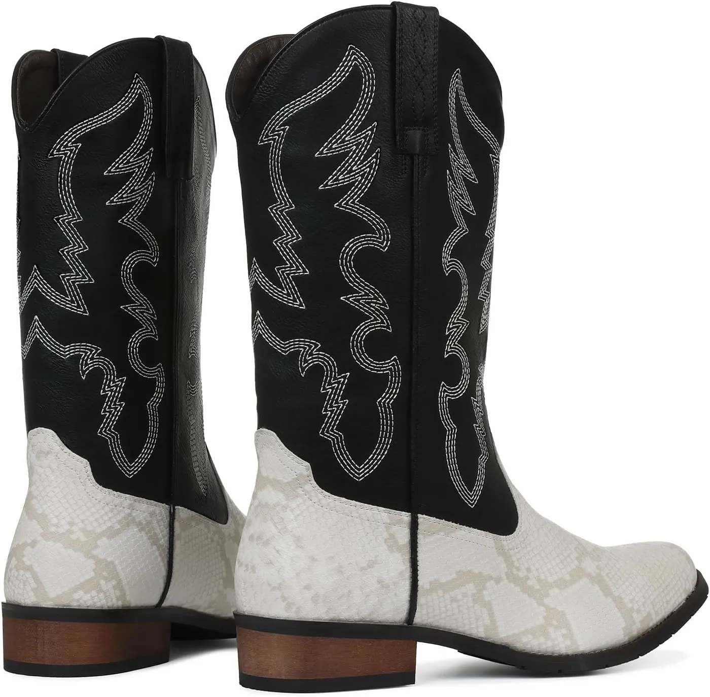 Lyrisiphy Cowboy Boots for Men Square Toe Embroideried Western Boots Traditional Country Boots Durable Work Boots