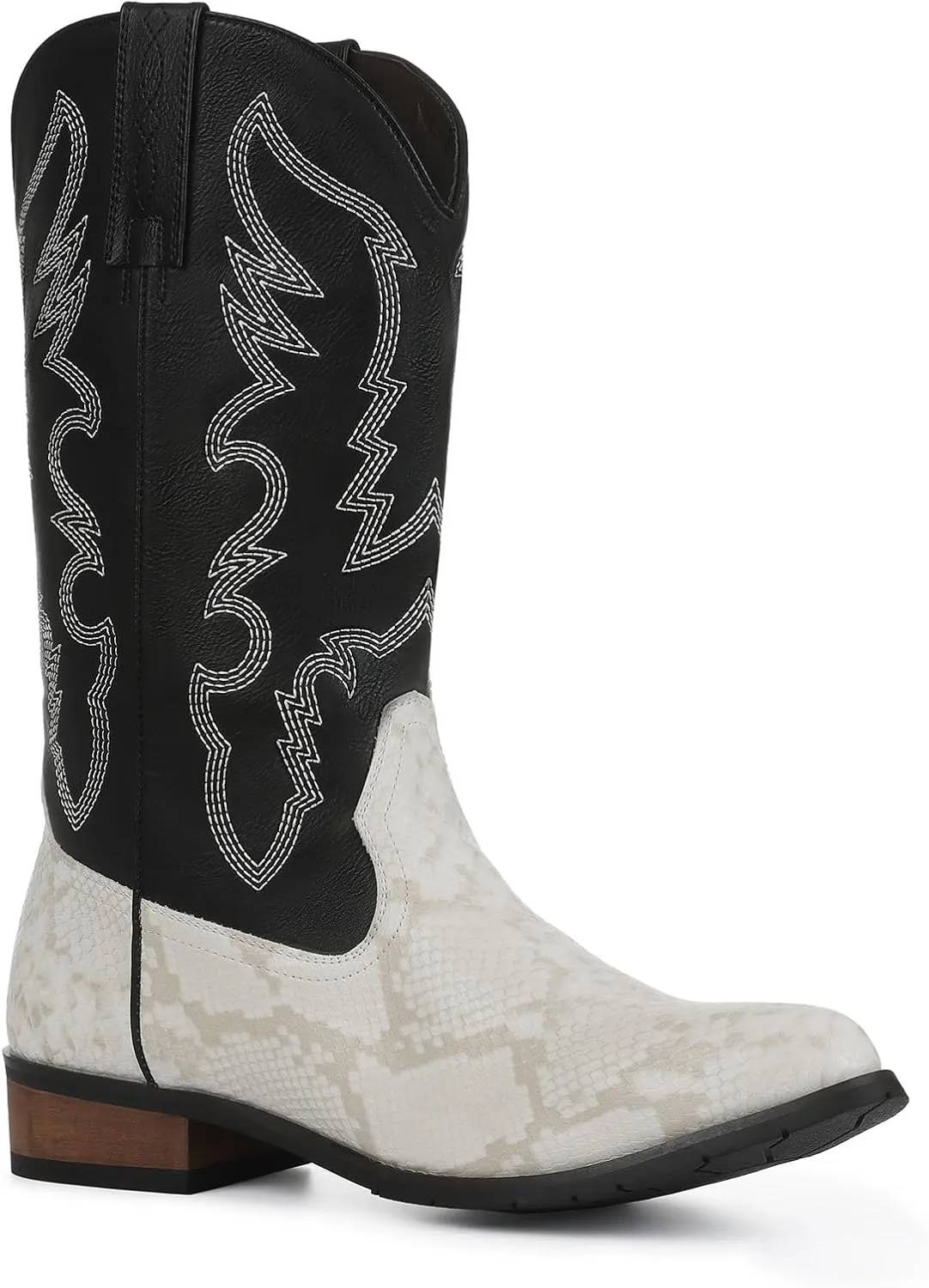 Lyrisiphy Cowboy Boots for Men Square Toe Embroideried Western Boots Traditional Country Boots Durable Work Boots