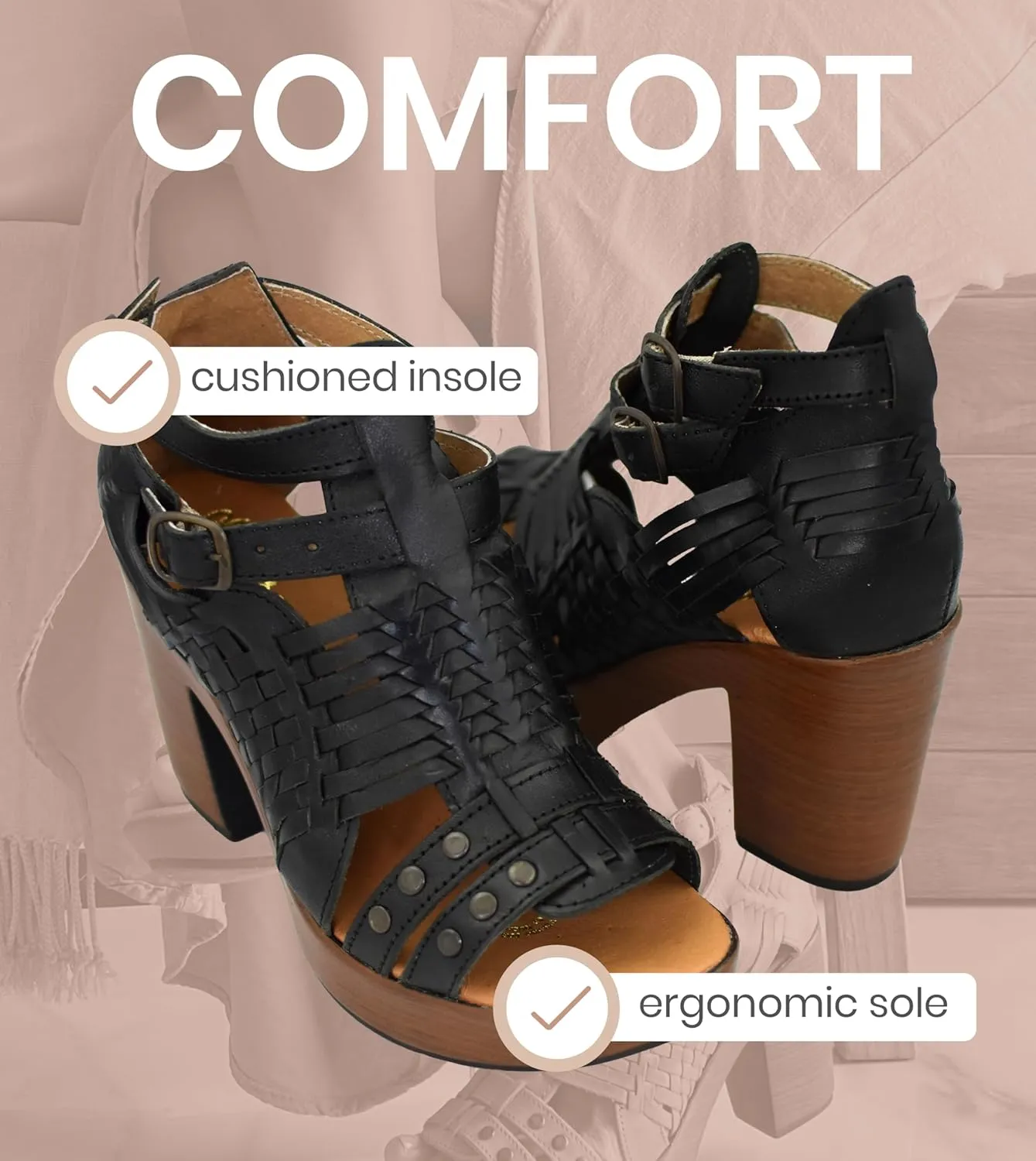 Macarena Collection Womens Shoes Leather Sandals for Women Huarache | Handmade Mexican Sandals Women | Comfortable & Stylish Womens Sandals 353