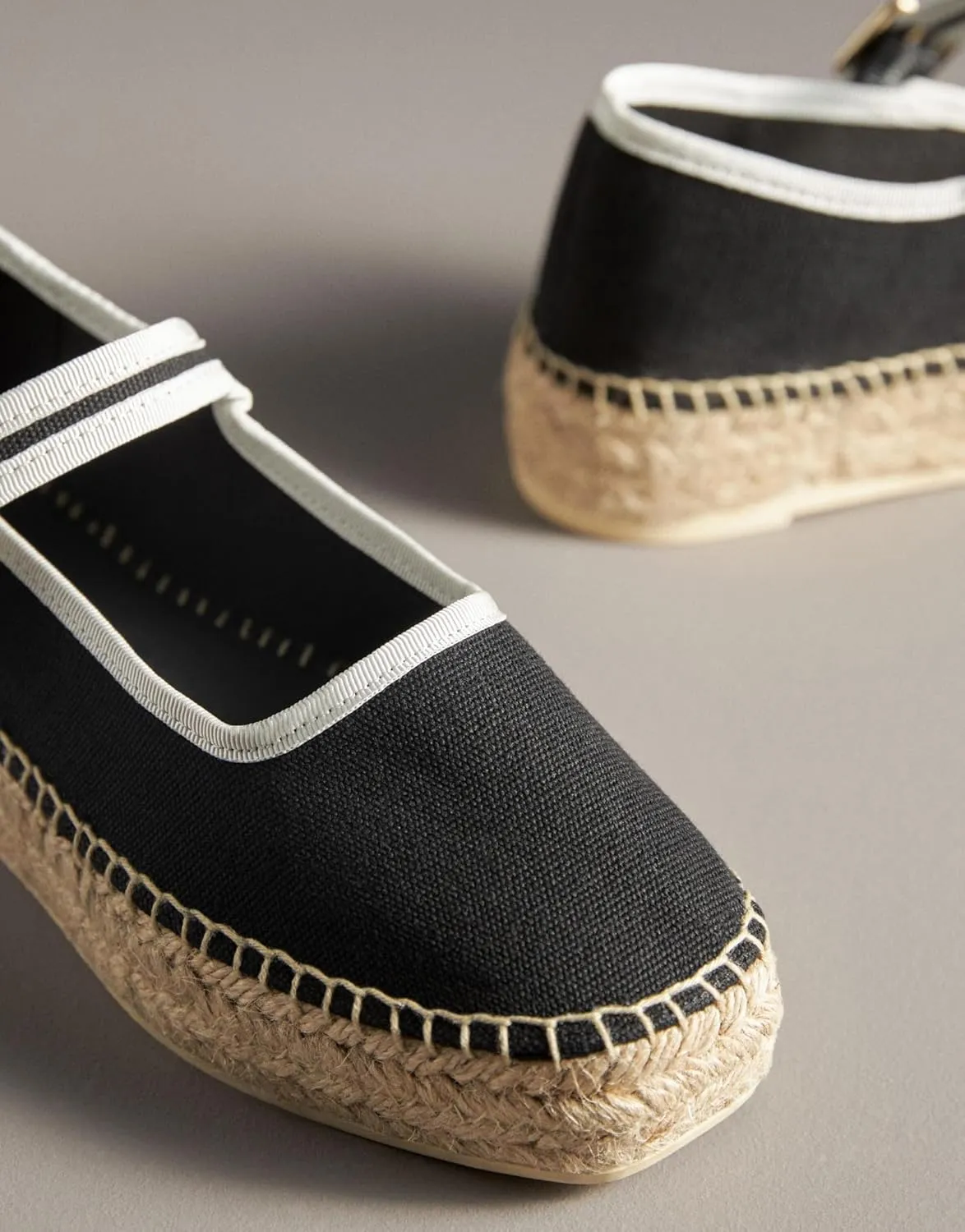 Mary Jane Espadrille Flats for Women Woven Ballet Flat Espadrille Canvas Summer Flats