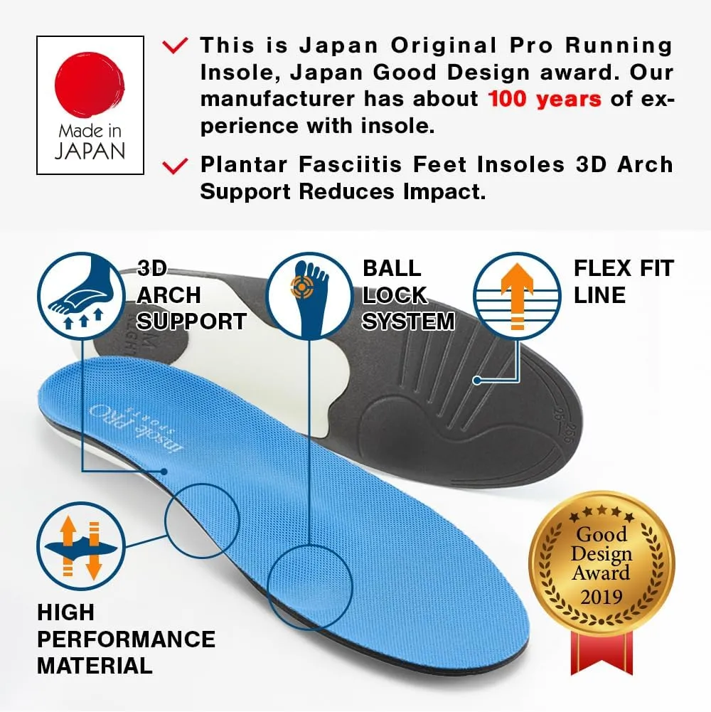MCGear Japan Original Running Shoe Insoles, 3D Arch Support Effectively Reduce Foot Fatigue and Heel Drop, Alleviate Plantar Fasciitis, and Enhance Stability and Comfort in Movement.Men and Women. Ｍ