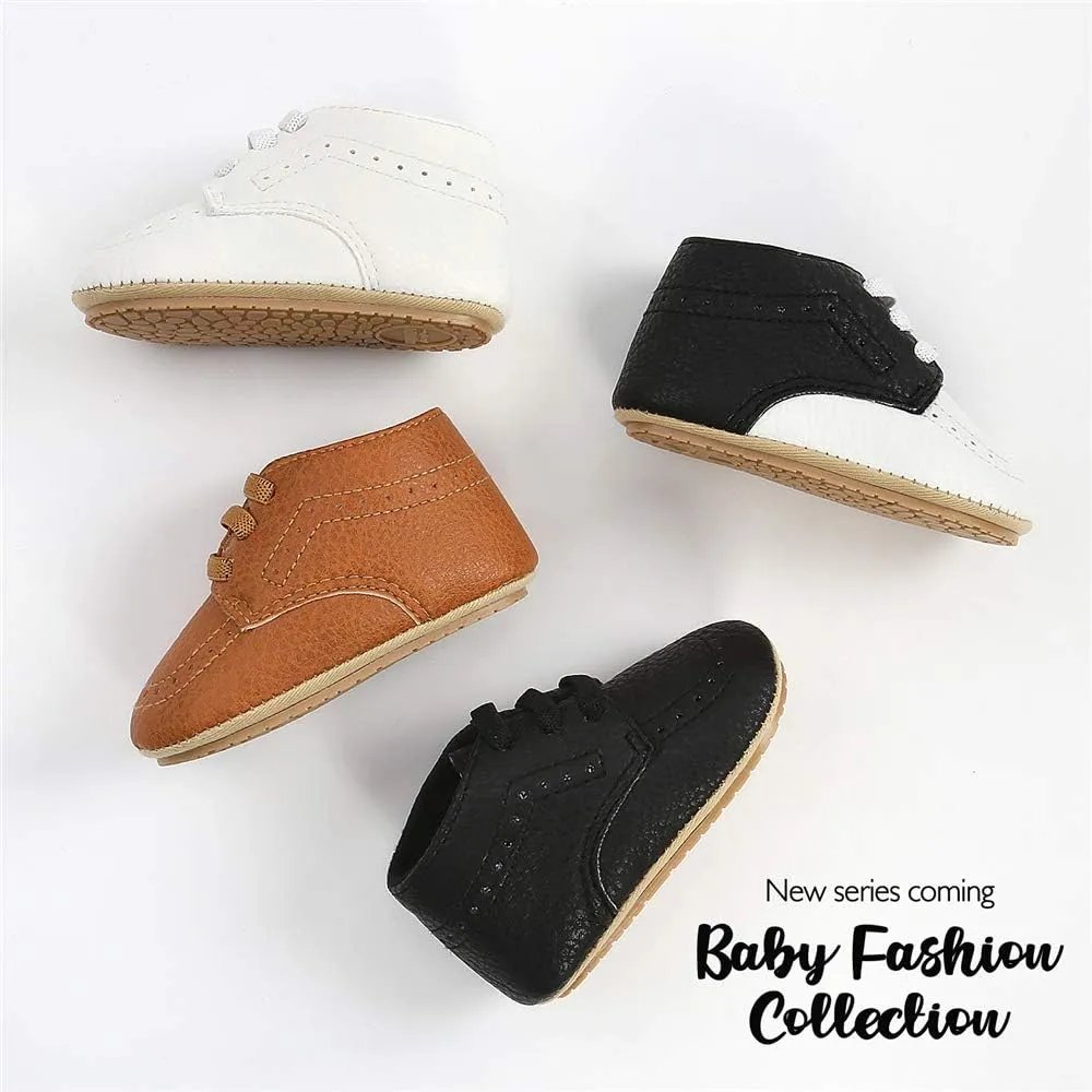 Meckior Infant Baby Boys Girls Classic PU Leather Wedding Loafers Brogue Toddler Oxford Dress Shoes First Steps Walking Flat Lazy Crib Shoe