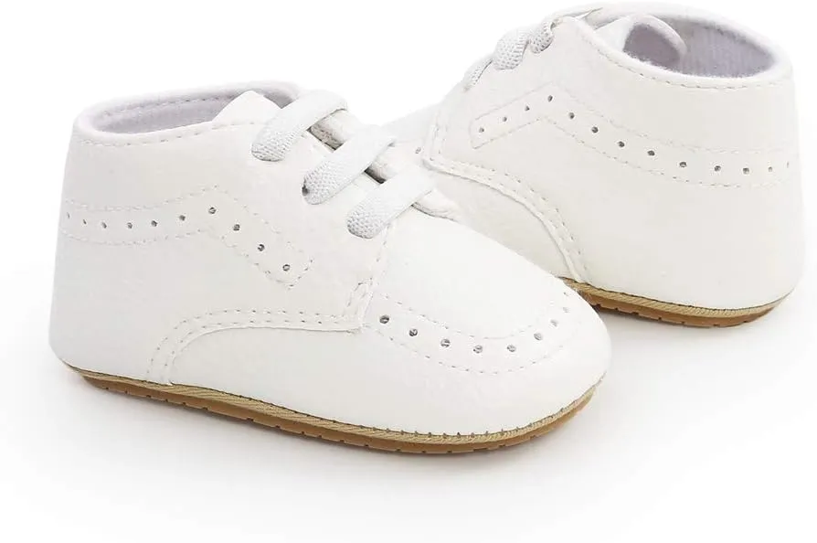 Meckior Infant Baby Boys Girls Classic PU Leather Wedding Loafers Brogue Toddler Oxford Dress Shoes First Steps Walking Flat Lazy Crib Shoe