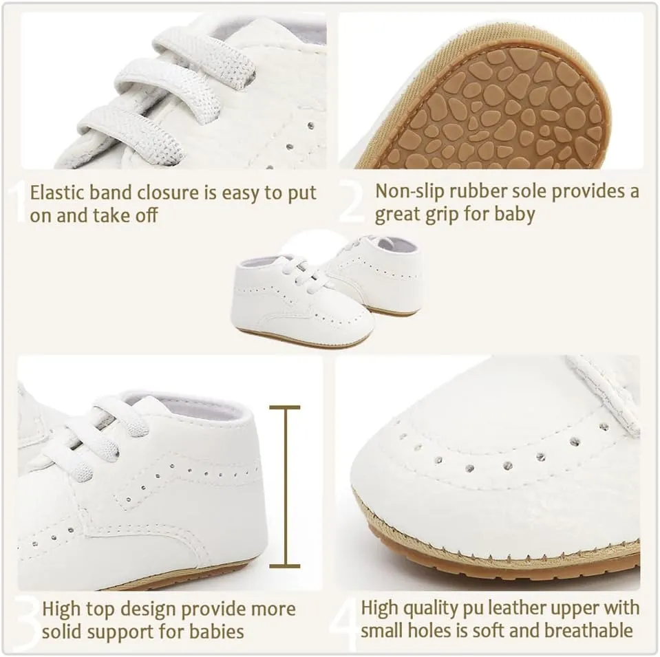 Meckior Infant Baby Boys Girls Classic PU Leather Wedding Loafers Brogue Toddler Oxford Dress Shoes First Steps Walking Flat Lazy Crib Shoe