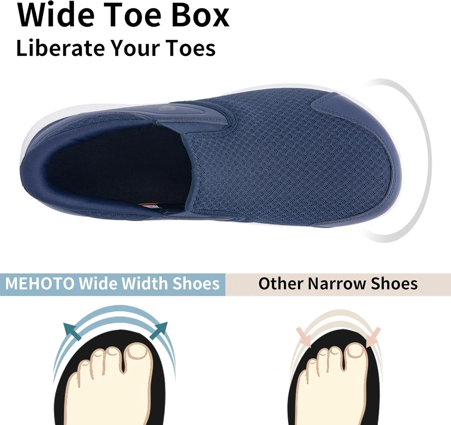 MEHOTO Slip On Loafers | Men's Wide Toe Box Shoes | Zero Drop Sole | Minimalist Sneaker | Comfortable Arch Support Walking Tennis for Plantar Fasciitis Foot Heel Pain Relif Size 7-12