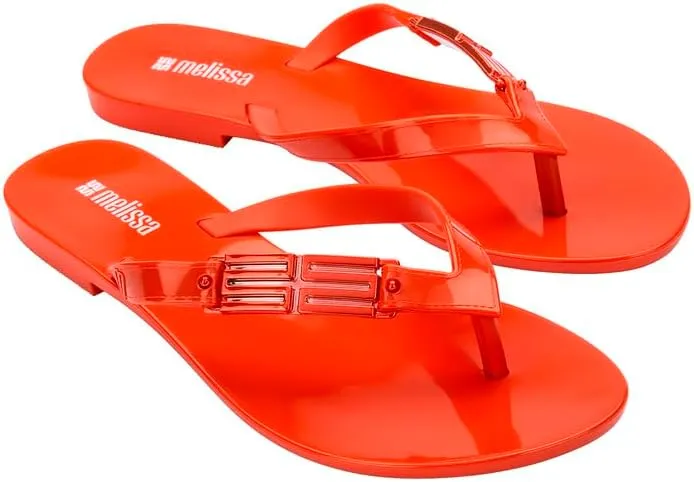 Melissa Harmonic M Chic Flip-Flops - Metallic Detail - Elegant Melflex Design - Comfortable Thong Sandals for Women - Summer Sandals for Fashion-Forward Style