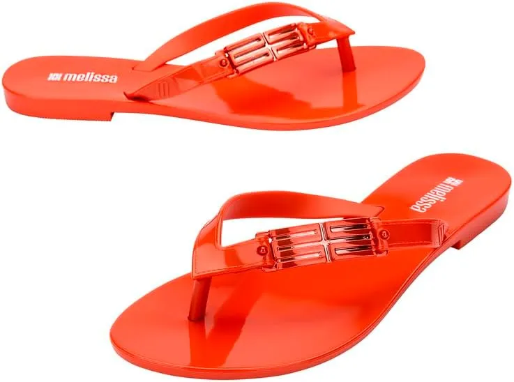 Melissa Harmonic M Chic Flip-Flops - Metallic Detail - Elegant Melflex Design - Comfortable Thong Sandals for Women - Summer Sandals for Fashion-Forward Style