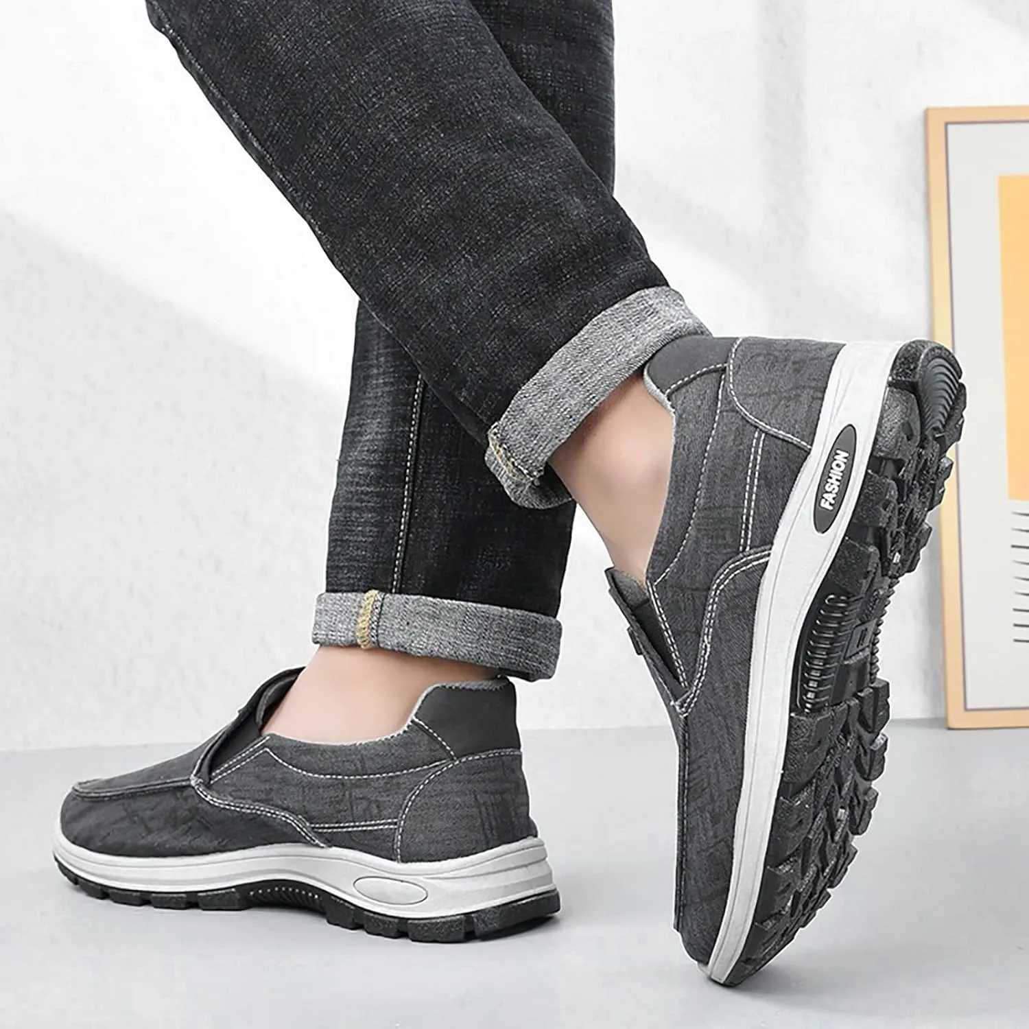 Memory Foam Versatile Shoes for Men Portable Non Slip Fitness Workout Shoe Casual Soft Flat Soled Walking Shoes