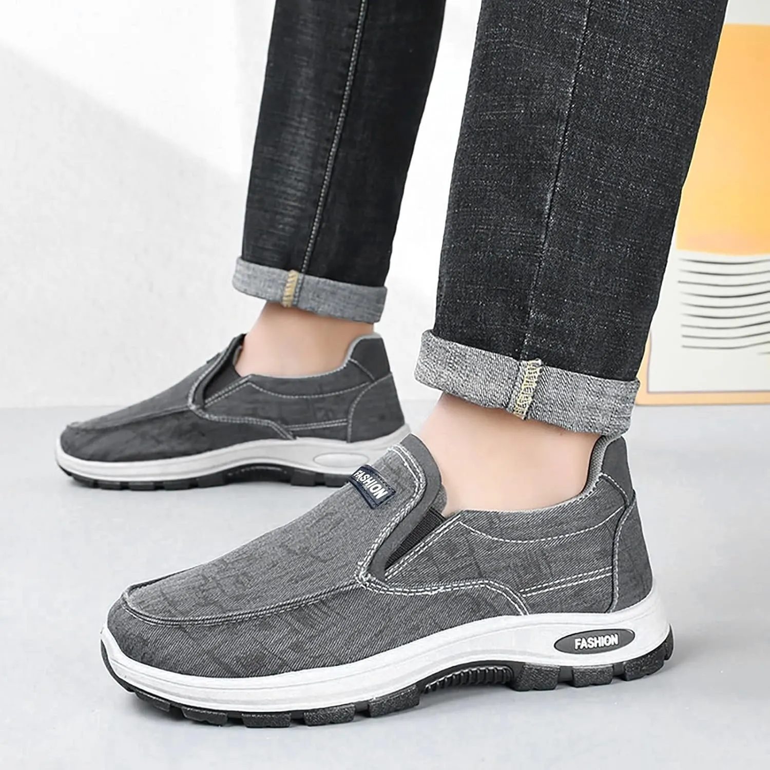 Memory Foam Versatile Shoes for Men Portable Non Slip Fitness Workout Shoe Casual Soft Flat Soled Walking Shoes