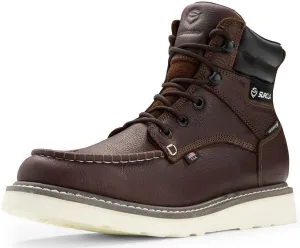 Men 6 Inch Waterproof Soft Toe Work Boots - Moc Toe,Construction Industrial Safety Leather Work Shoes,Oil/Slip Resistant Comfortable Wedge Outsole,EH Rated,Goodyear Welt,Lace Up,Heavy Duty