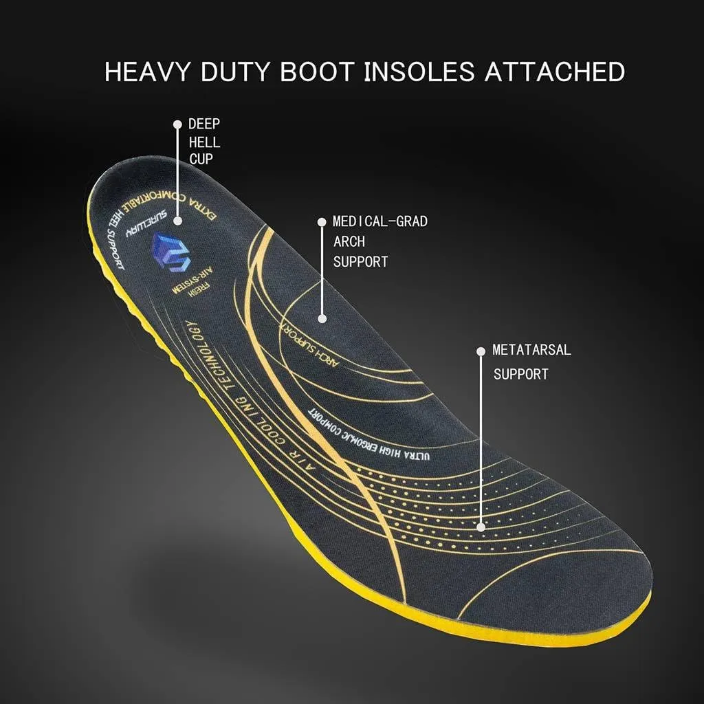 Men 8" Waterproof Soft Toe Work Boots,EH Construction Industrial Leather Lace Up Moc Toe Safety Work Boot, Oil/Slip Resistant Comfortable Wedge Outsole,Goodyear Welt,zapatos de trabajo para hombre