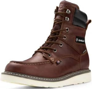 Men 8" Waterproof Soft Toe Work Boots,EH Construction Industrial Leather Lace Up Moc Toe Safety Work Boot, Oil/Slip Resistant Comfortable Wedge Outsole,Goodyear Welt,zapatos de trabajo para hombre