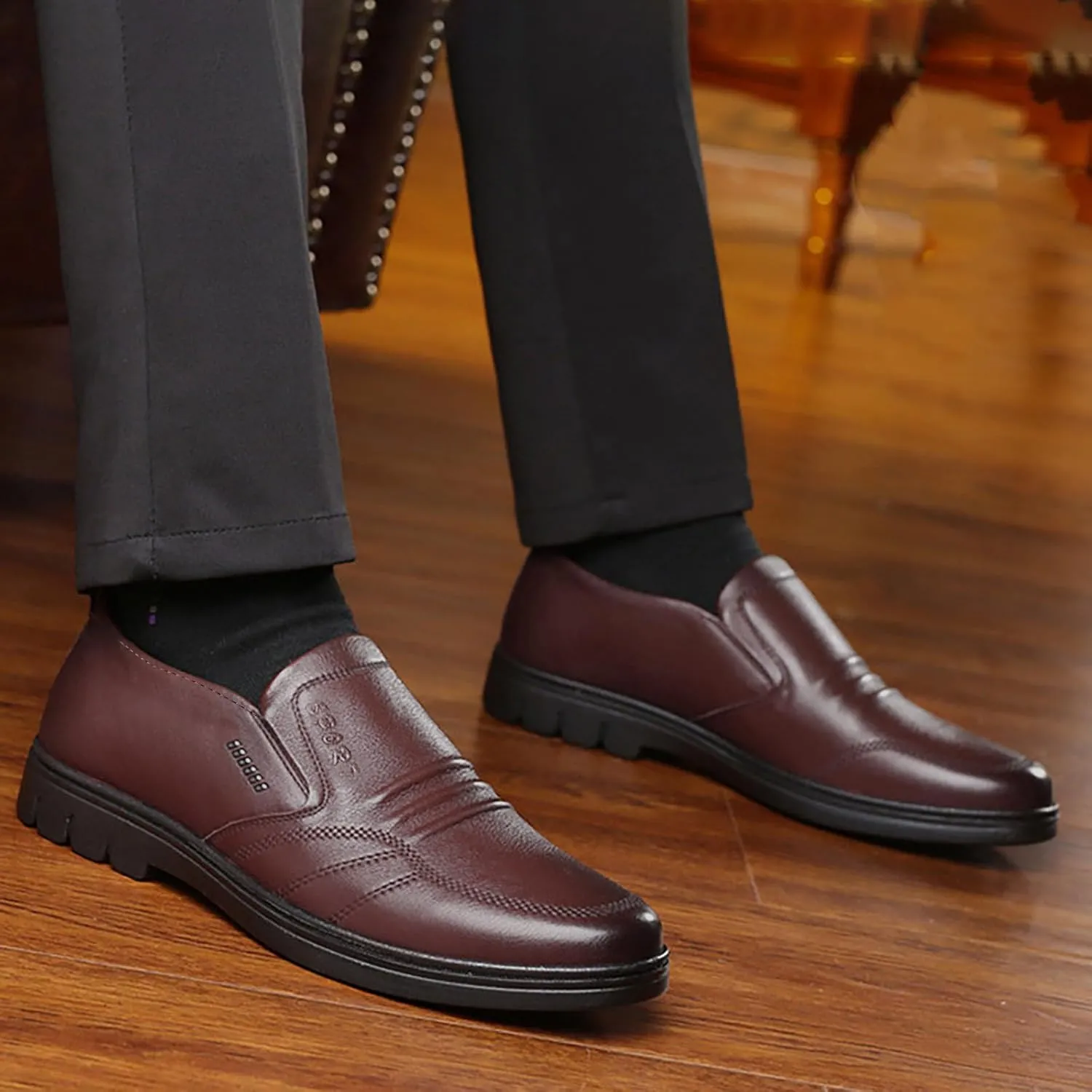 Men Leather Shoes Fashionable and Casual Style New Flat Bottomed Soft Sole Slip On Comfortable Size 14 Mens Casual Shoes Wate
