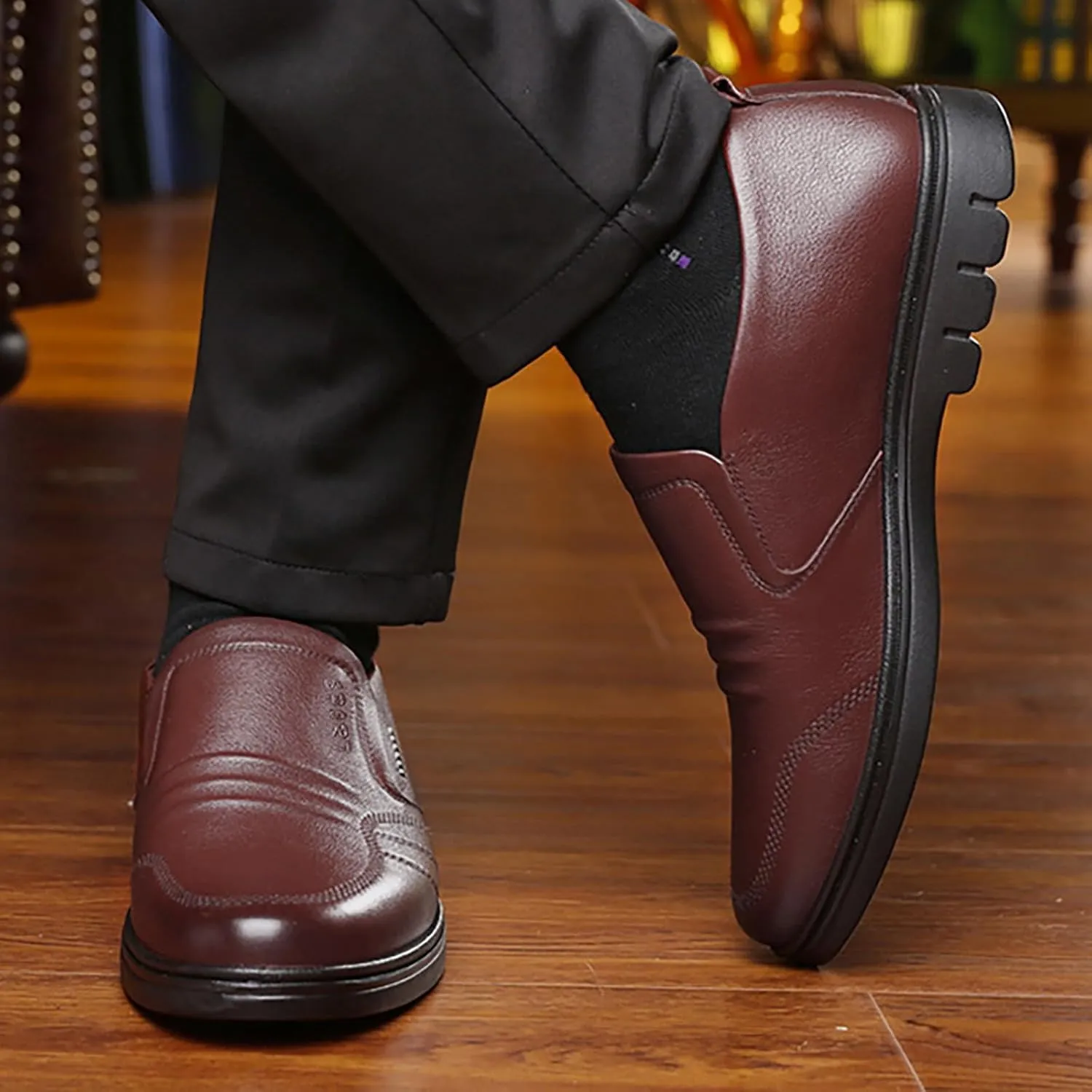Men Leather Shoes Fashionable and Casual Style New Flat Bottomed Soft Sole Slip On Comfortable Size 14 Mens Casual Shoes Wate