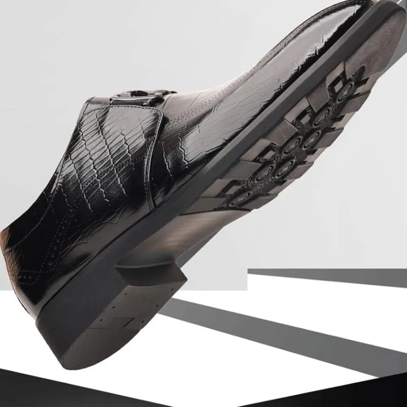 Men Oxford Superior Flexural Leather Fashion Dress Shoes Men's Double Monk Strap Luxury Slip on Formal Business Shoes