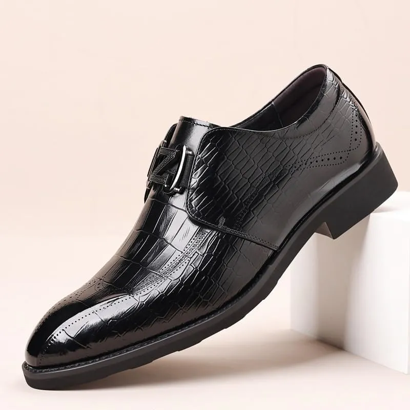 Men Oxford Superior Flexural Leather Fashion Dress Shoes Men's Double Monk Strap Luxury Slip on Formal Business Shoes