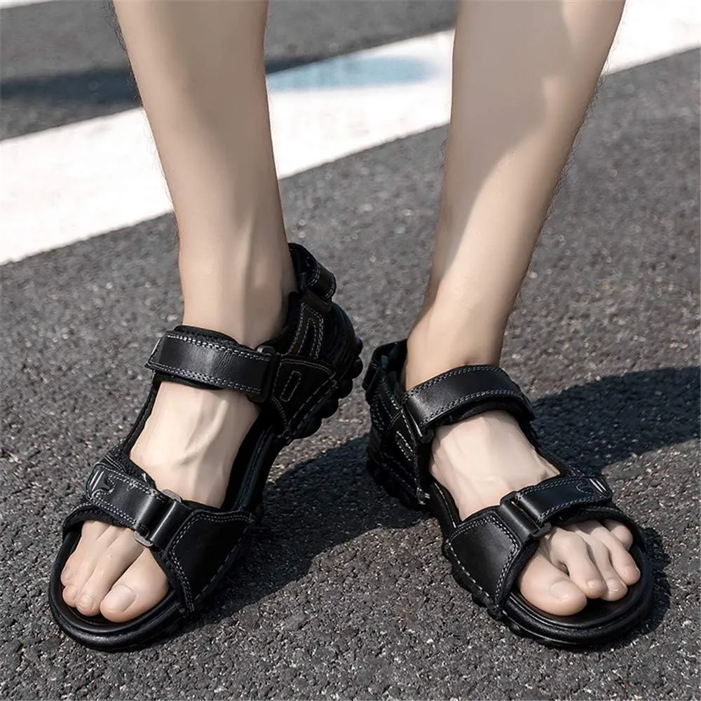 Men s Sports Athletic Sandals Outdoor Summer Leather Hiking Beach Shoes Breathable Exposed Toe Strap Walking Fisherman