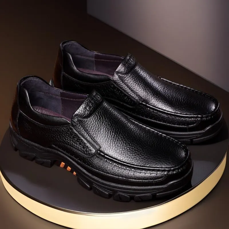 Men-Slip on Walking Loafers Casual Shoes for Men's Outdoor Activities Comfortable Cowhide Soles Non-Slip Walking Shoes