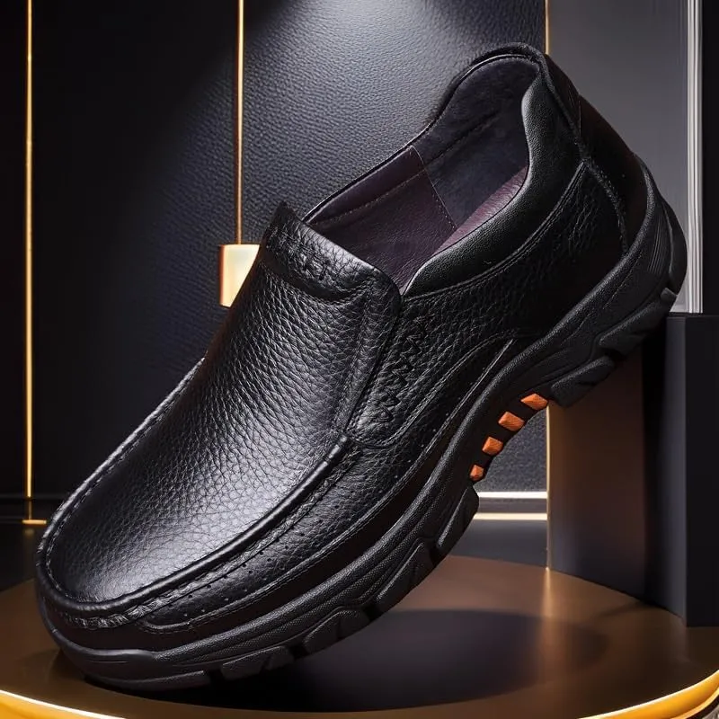 Men-Slip on Walking Loafers Casual Shoes for Men's Outdoor Activities Comfortable Cowhide Soles Non-Slip Walking Shoes