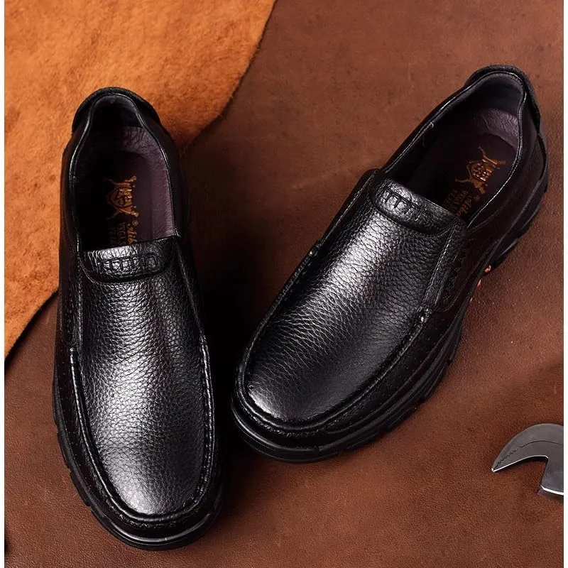 Men-Slip on Walking Loafers Casual Shoes for Men's Outdoor Activities Comfortable Cowhide Soles Non-Slip Walking Shoes