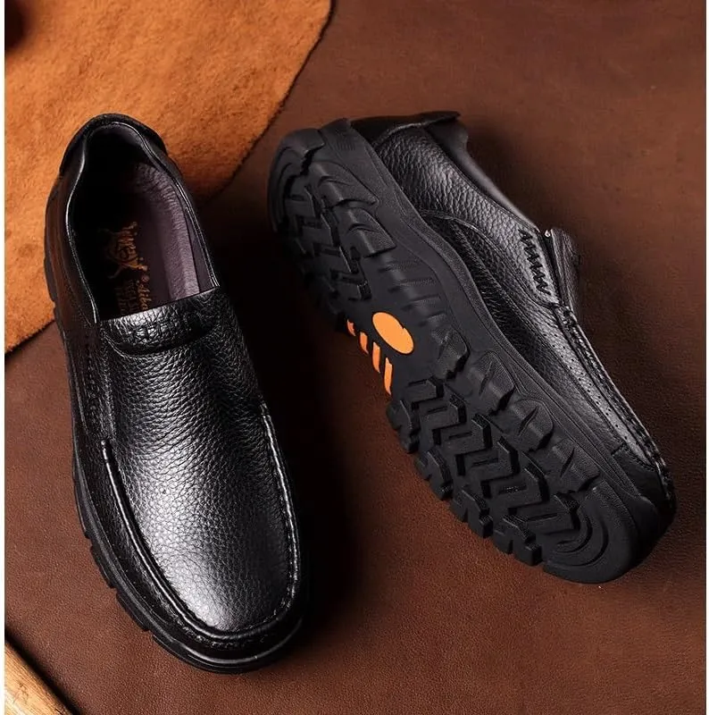 Men-Slip on Walking Loafers Casual Shoes for Men's Outdoor Activities Comfortable Cowhide Soles Non-Slip Walking Shoes