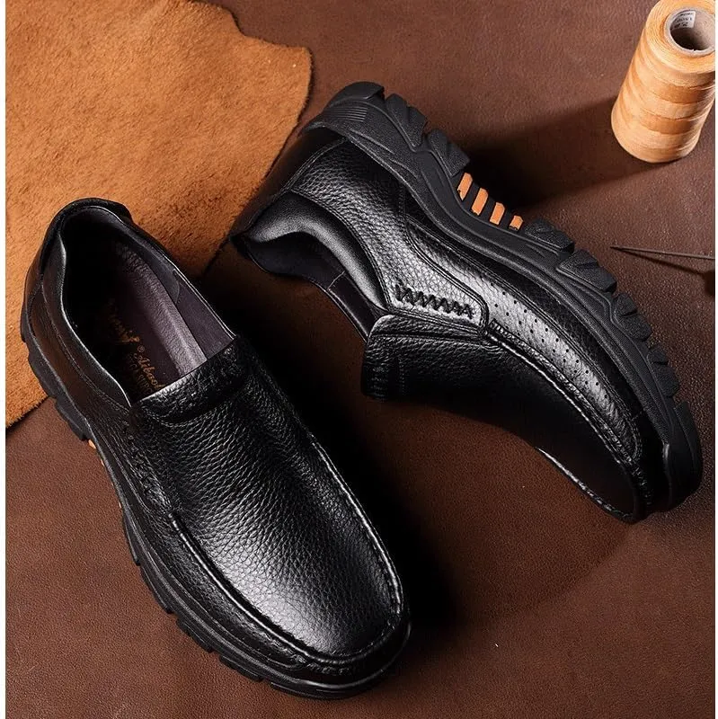 Men-Slip on Walking Loafers Casual Shoes for Men's Outdoor Activities Comfortable Cowhide Soles Non-Slip Walking Shoes