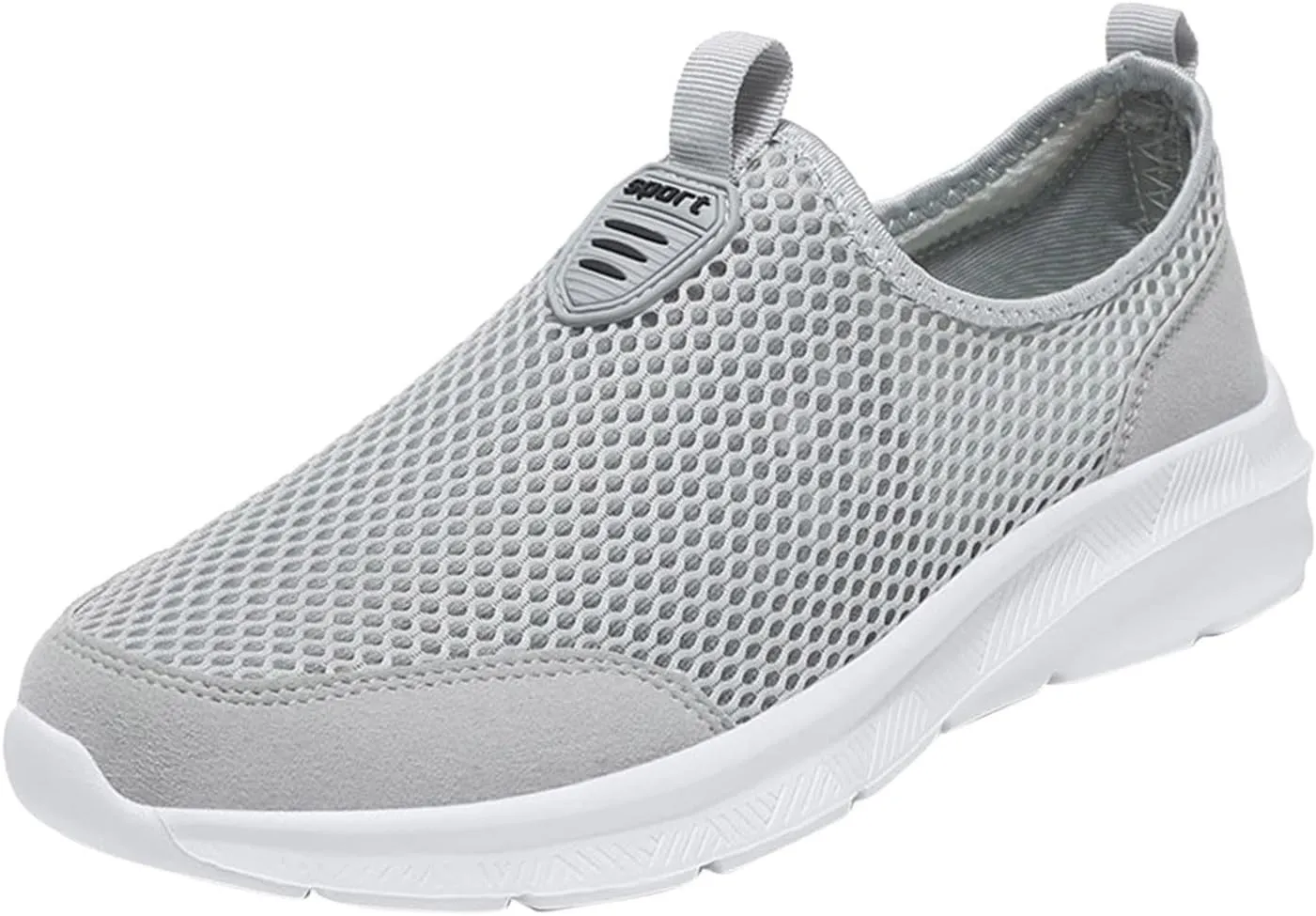 Men Walking Shoes Athletic Running Shoes Knit Mesh Tennis Casual Shoes Lightweight Breathable Workout Footwear Slip on High Top Sock Sneakers Beige