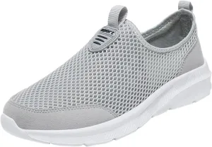 Men Walking Shoes Athletic Running Shoes Knit Mesh Tennis Casual Shoes Lightweight Breathable Workout Footwear Slip on High Top Sock Sneakers Beige