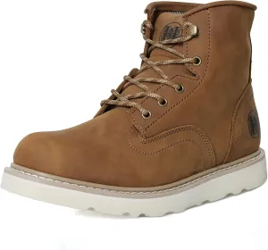 Men's 6"-8" Soft Toe Men's Work Boots, Water Resistant Leather EH Safety Boots With Non-Slip Wedge Outsole 805-809