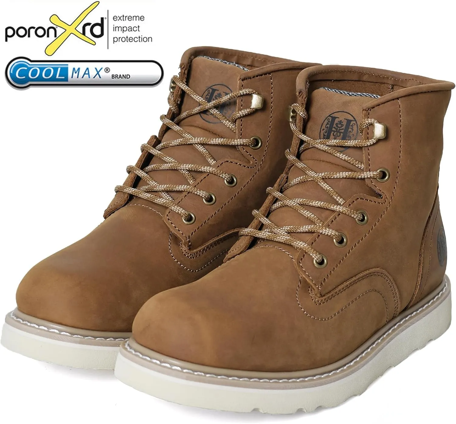 Men's 6"-8" Soft Toe Men's Work Boots, Water Resistant Leather EH Safety Boots With Non-Slip Wedge Outsole 805-809