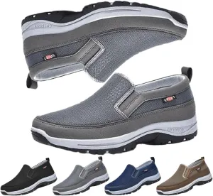 Men's Arch Support Orthopedic Slip-on Canvas Loafers,Outdoor Casual Non Slip Orthopedic Sneakers Flats Walking Boat Shoes