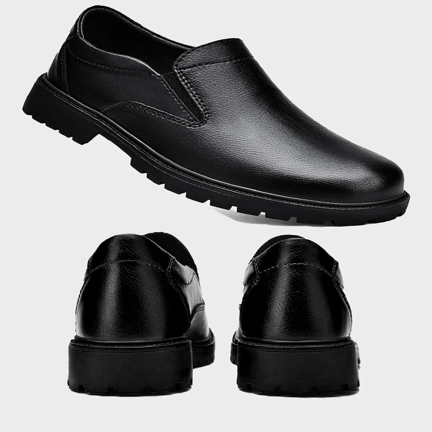 Men's Burnt Genuine Leather Slip On Penny Loafers Fashion Round Toe Non-SLI Plug Sole Business Dress Oxford S Cowhide Casual Work Shoes