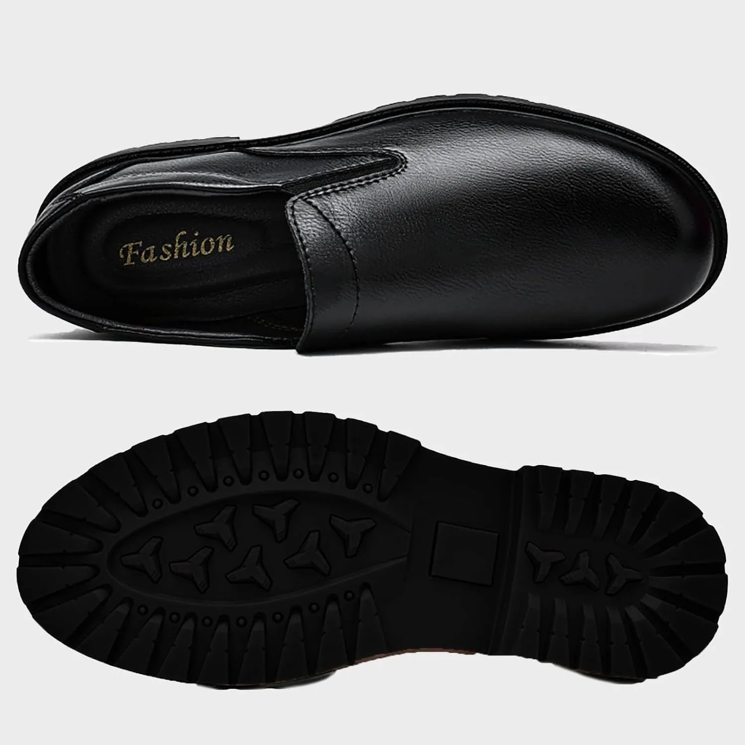 Men's Burnt Genuine Leather Slip On Penny Loafers Fashion Round Toe Non-SLI Plug Sole Business Dress Oxford S Cowhide Casual Work Shoes